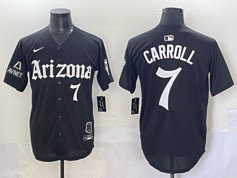 Men 2025 Arizona Diamondback #7 Carroll Black Five generations Joint Name Nike MLB Jersey style 14